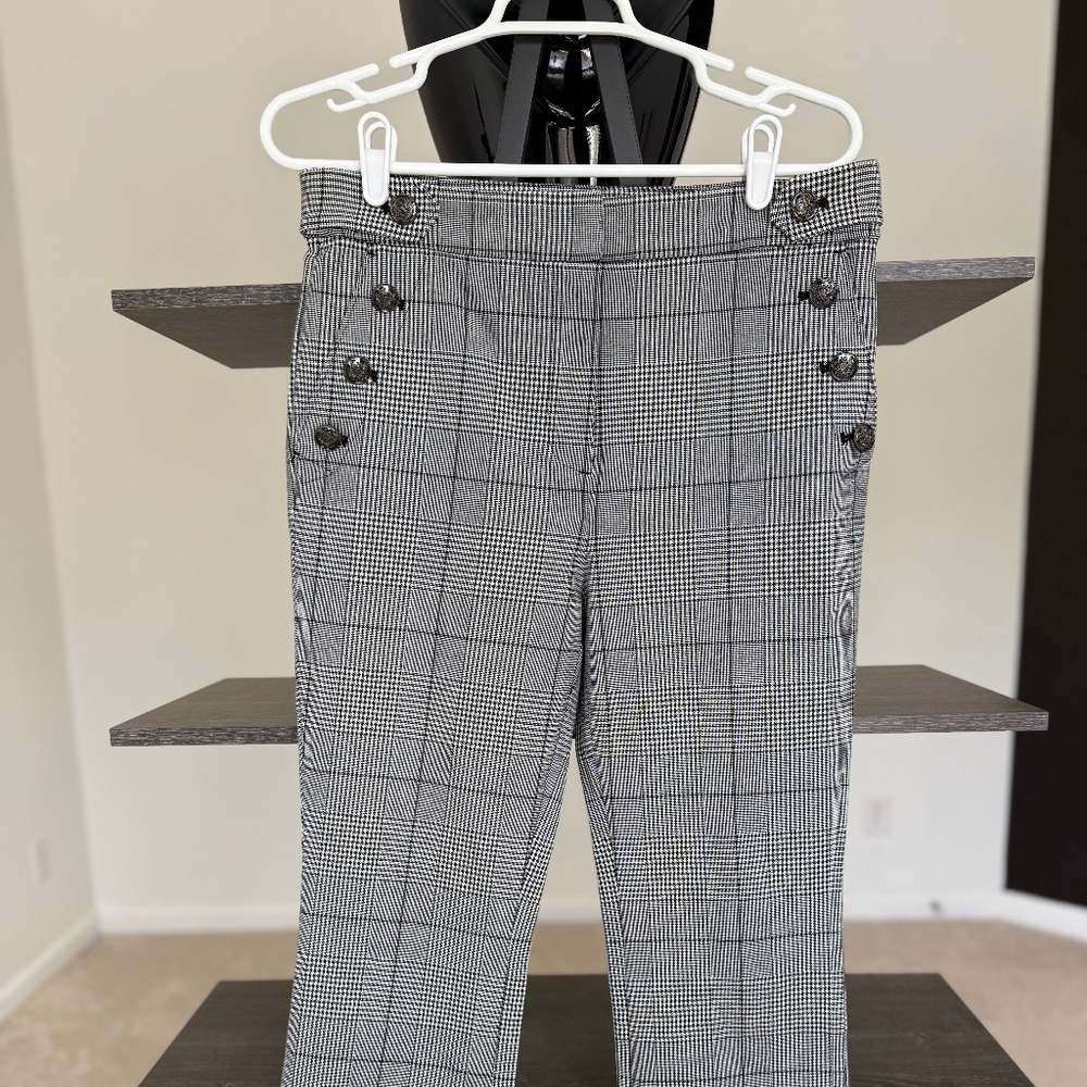 LOFT Petite Plaid Ankle Pants Size 8P NWT Side Button Cropped